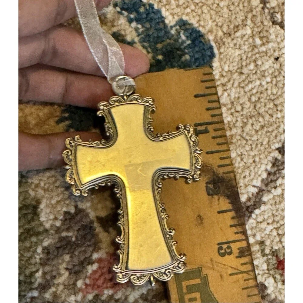 SPARKLE & SHINE CROSS ORNAMENT Ganz Prayers Go Up Blessings Come Down Religious